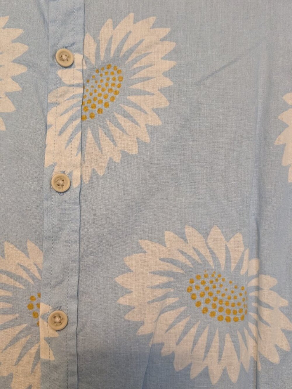 Folk Light Blue Floral Button-Down Shirt Size L - Picture 2 of 5